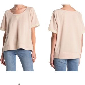 CUPCAKES AND CASHMERE Beige Lurex French Terry Top NWT Size XS